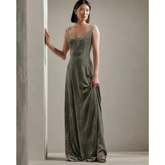 Ralph Lauren Collection Purple Label Velvet Ball Gown Evening Dress Metallic $5K